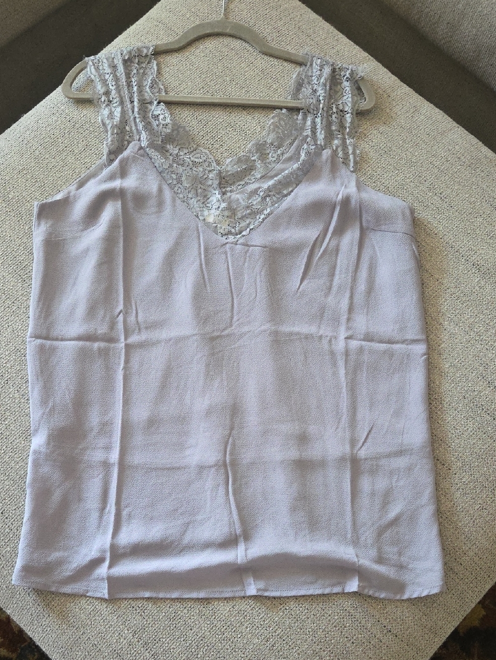 Umgee Lace-Trim V-Neck Tank Top in Light Lavender